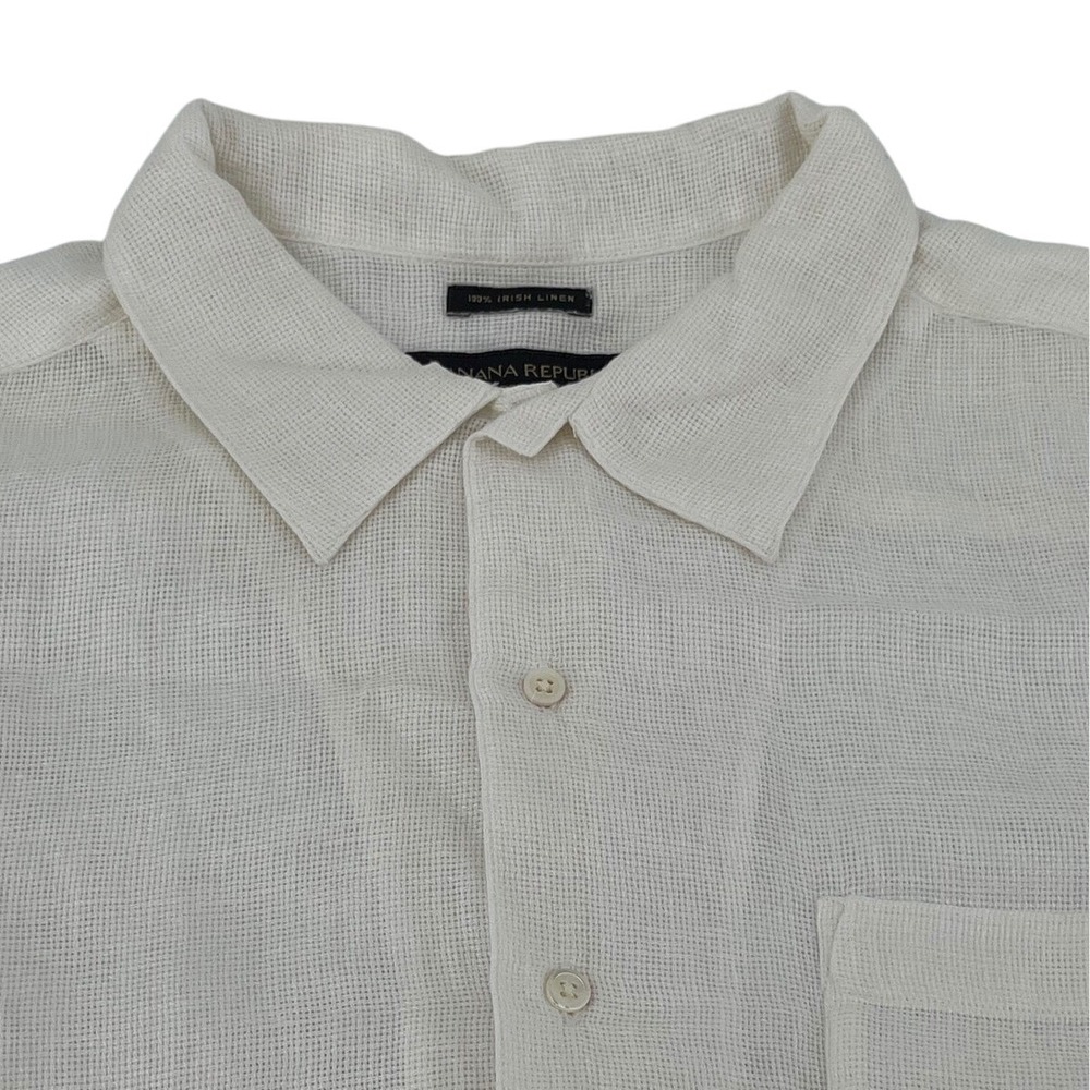Banana Republic Relaxed Fit 100% Irish Linen Short Sleeve Button Up Shirt XL